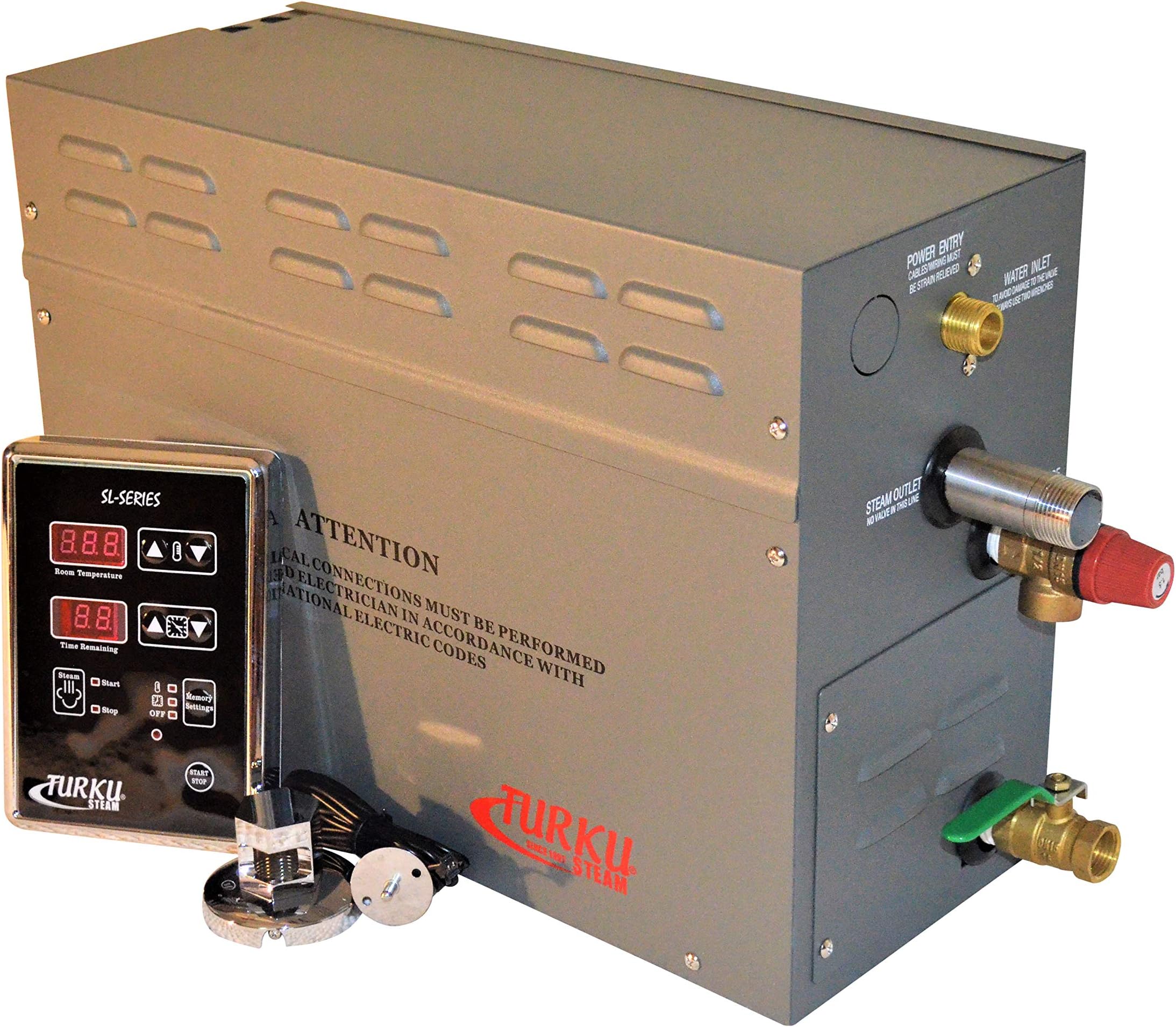 TK90 FULL SET TURKU 9KW 240V RESIDENTIAL STEAM GENERATOR KIT with CONTROLLER, STEAM HEAD and MANUAL DRAIN VALVE