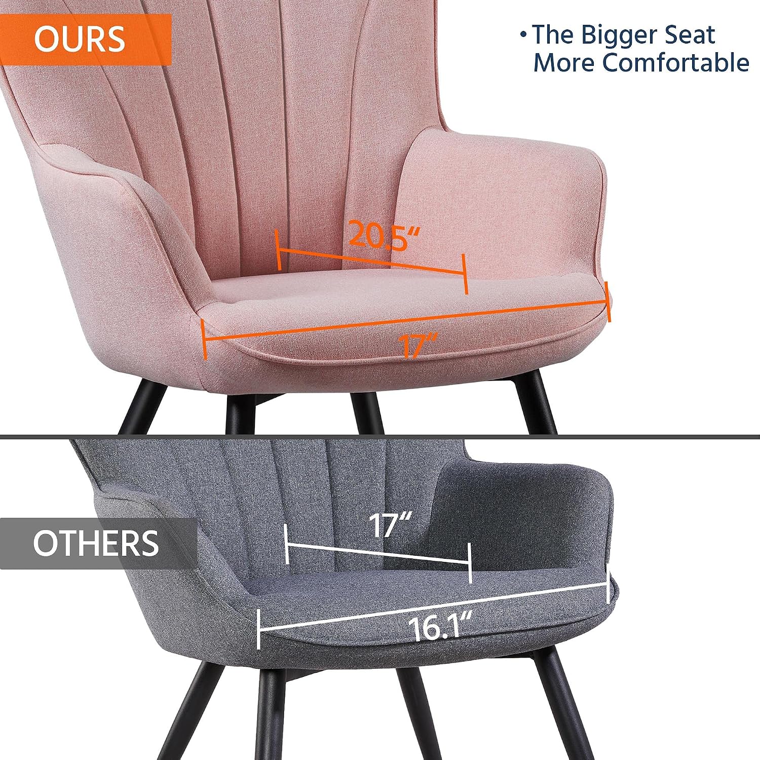 Topeakmart Fabric Upholstered Accent Chair Modern Armchair Dining Chair Curved Back Side Chair for Living Room Dining Room Bedroom Pink