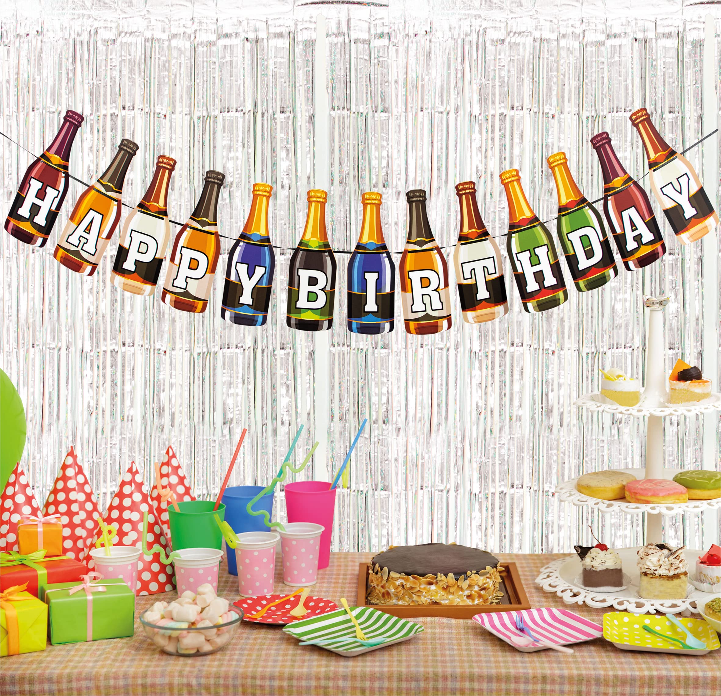 Beer Bottle Birthday Bunting - Each beer bottle is printed with a different letter allowing you to spell out Happy Birthday