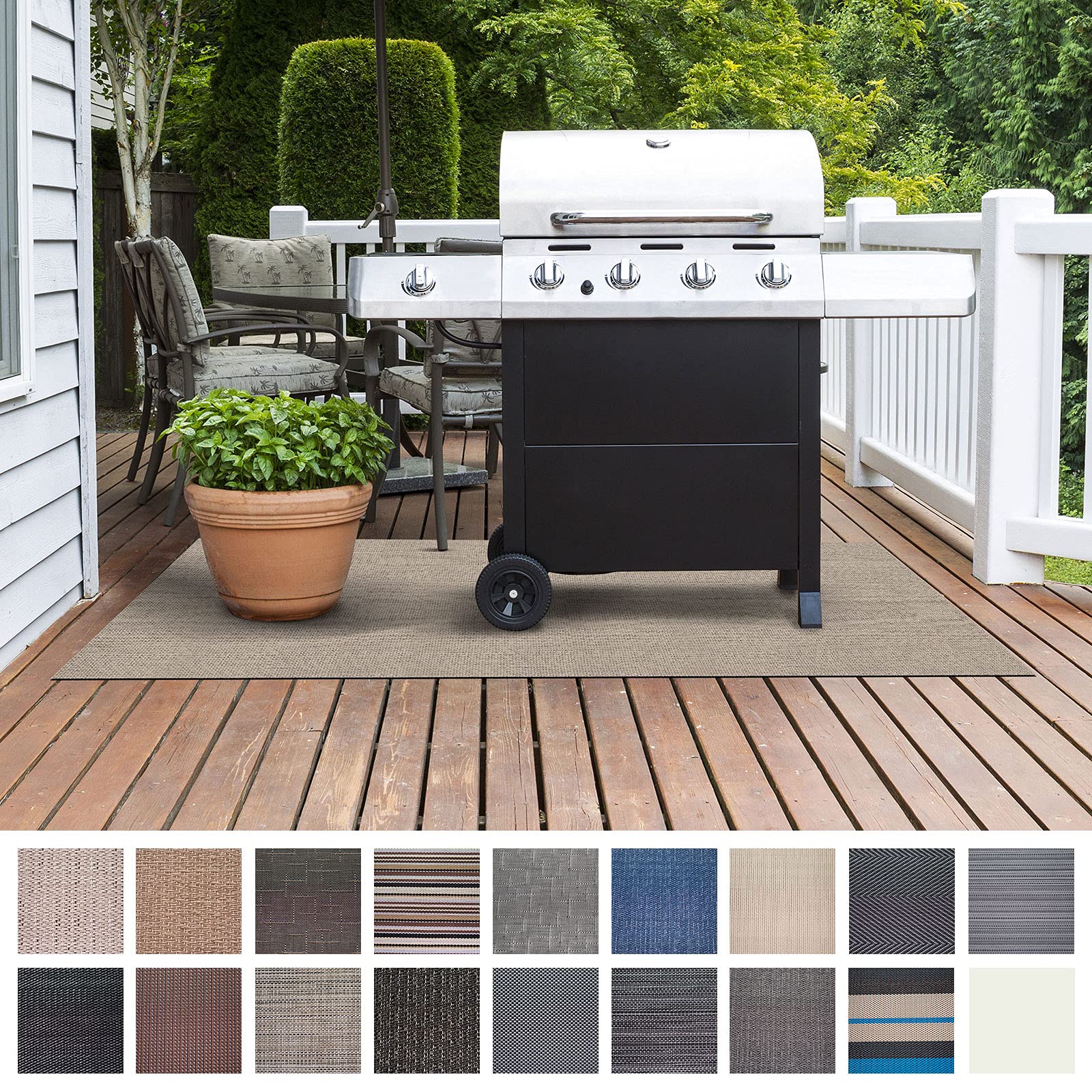 Floordirekt BBQ Grill Floor Protection Mat (180 x 180 cm) For Fire Grill, Electric Grill & Fire Pits, Large Outdoor Grill Pad Flame Retardant Barbecue Mat, Garden, Balcony, Yard Mat (Verona) โ image 1