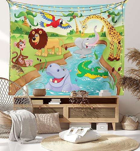 Miniatura 49 de Ambesonne Tapiz hawaiano, Costa Na Pali en la isla de Kauai en Hawái, día soleado, horizonte de montaña, colgante de pared para dormitorio, sala