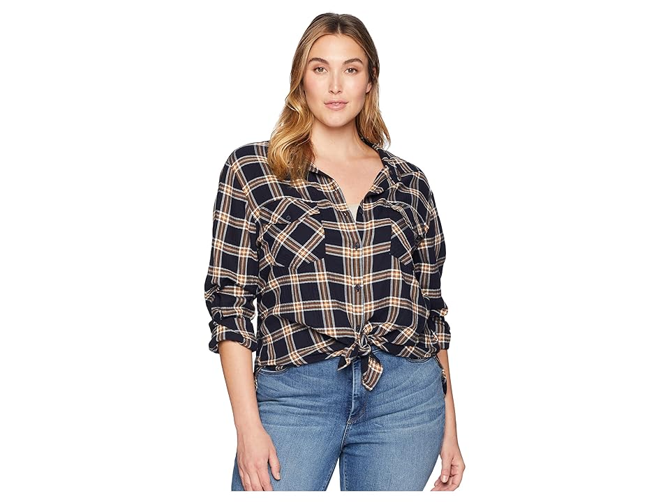 

Sanctuary Plus Size Boyfriend For Life Shirt (Urban Plaid) Women's Clothing, Black