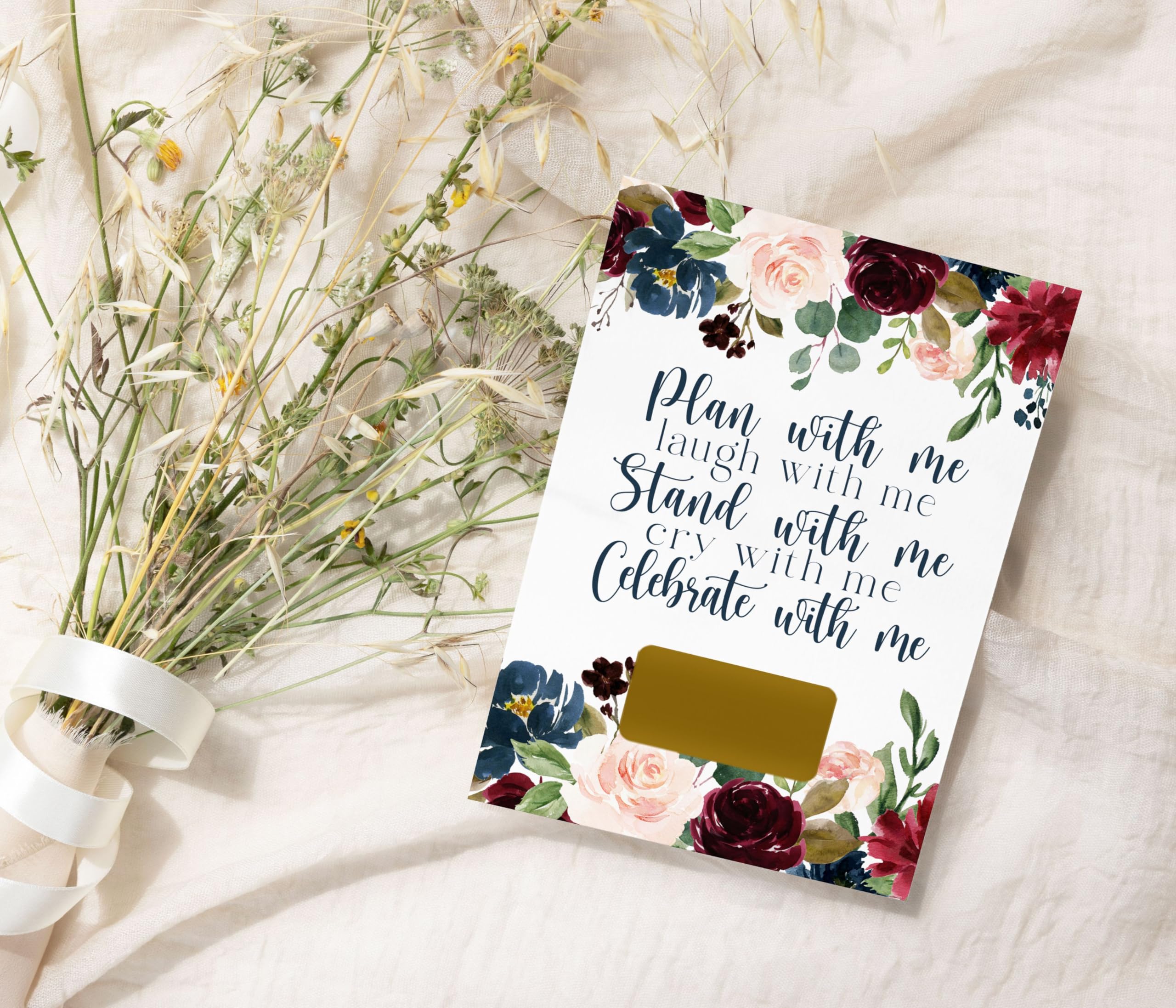 Inked Floral Bridesmaid Scratch Off Karten – 8 Stück Inkl. Umschläge, Mit Blumen-Design, Für Brautjungfern-Anfragen