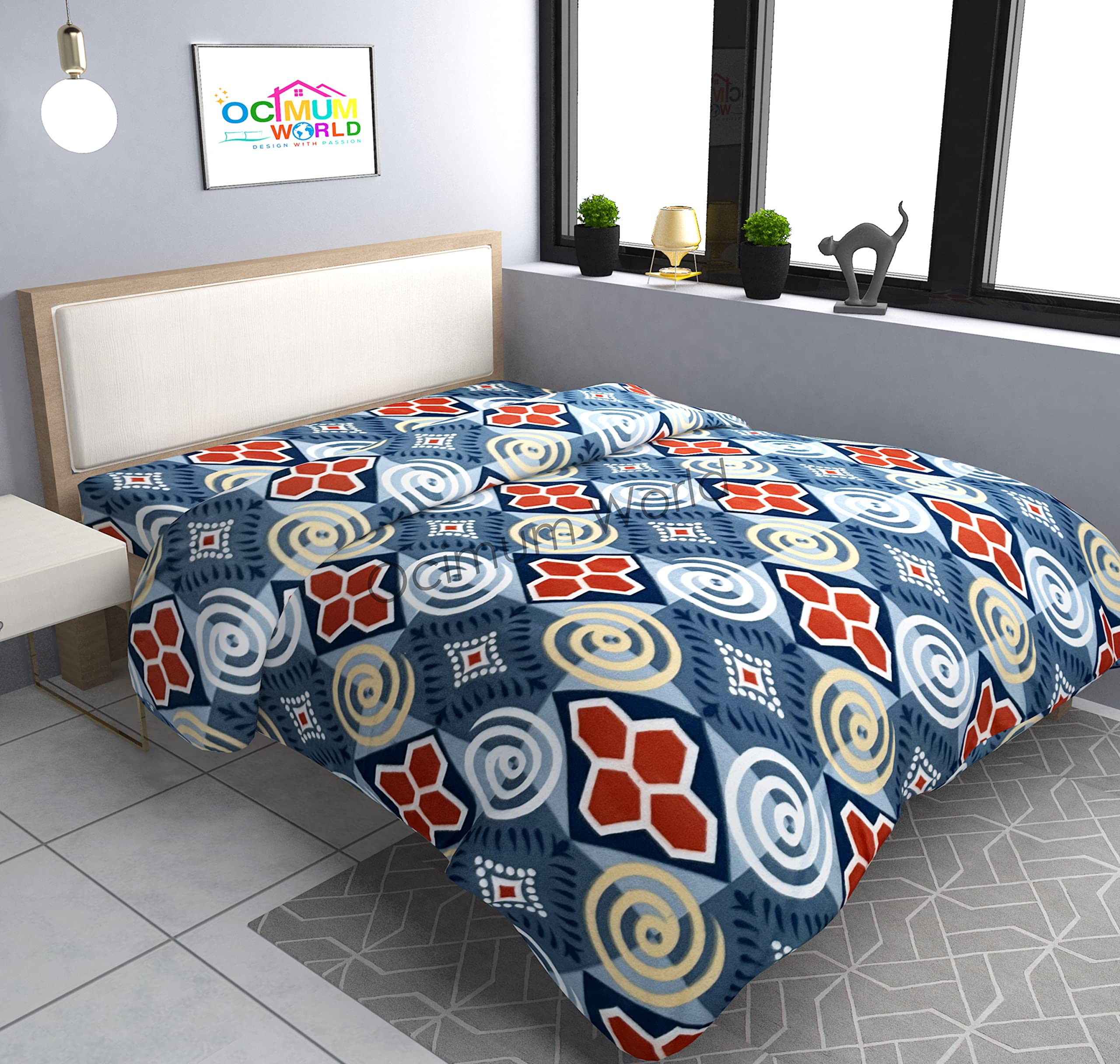 MORADO Single Bed Woolen Fabric Geometric Quilt Cover/Duvet Cover/Rajai Cover/Blanket Cover for Winter (60×90 Inches, Silver Grey)-image-20