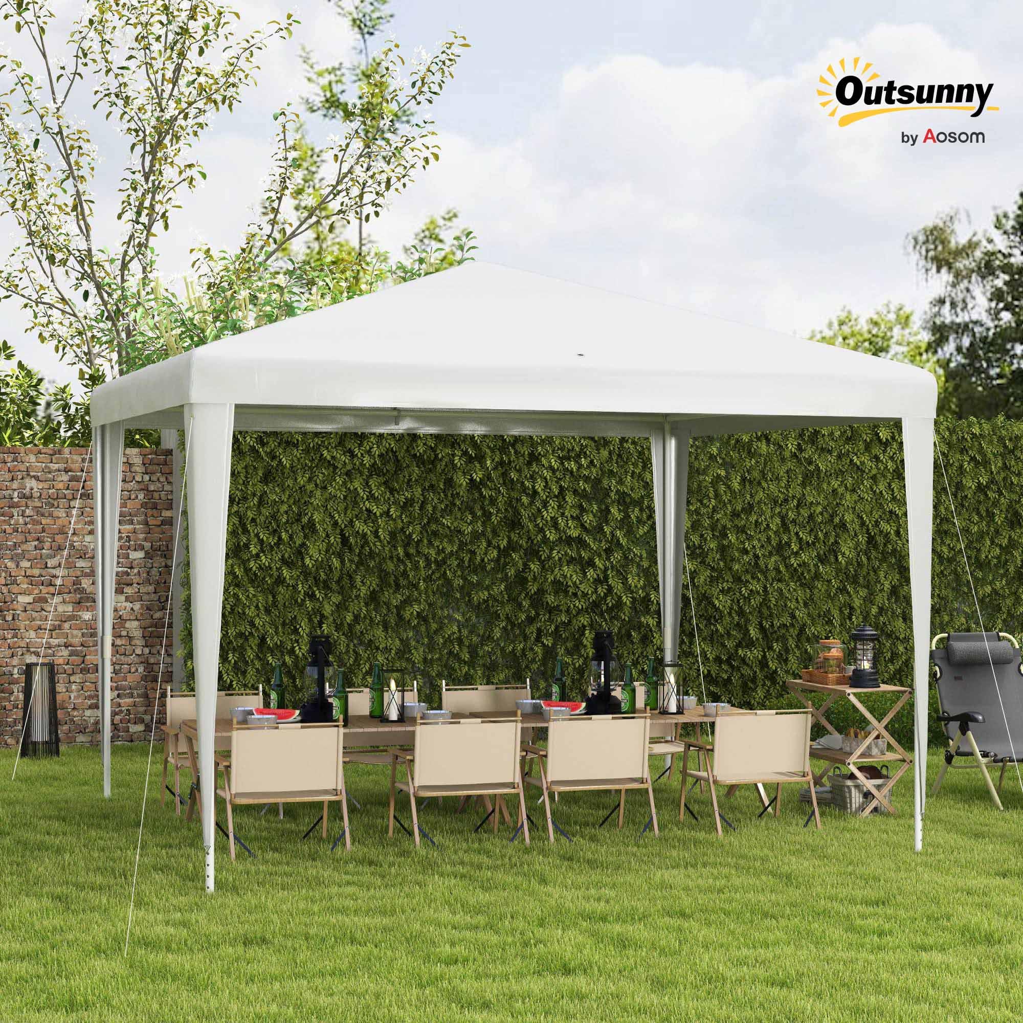 Outsunny Tonnelle de Jardin 3x3m Barnum Cadre Acier RobusteToile PE Blanc