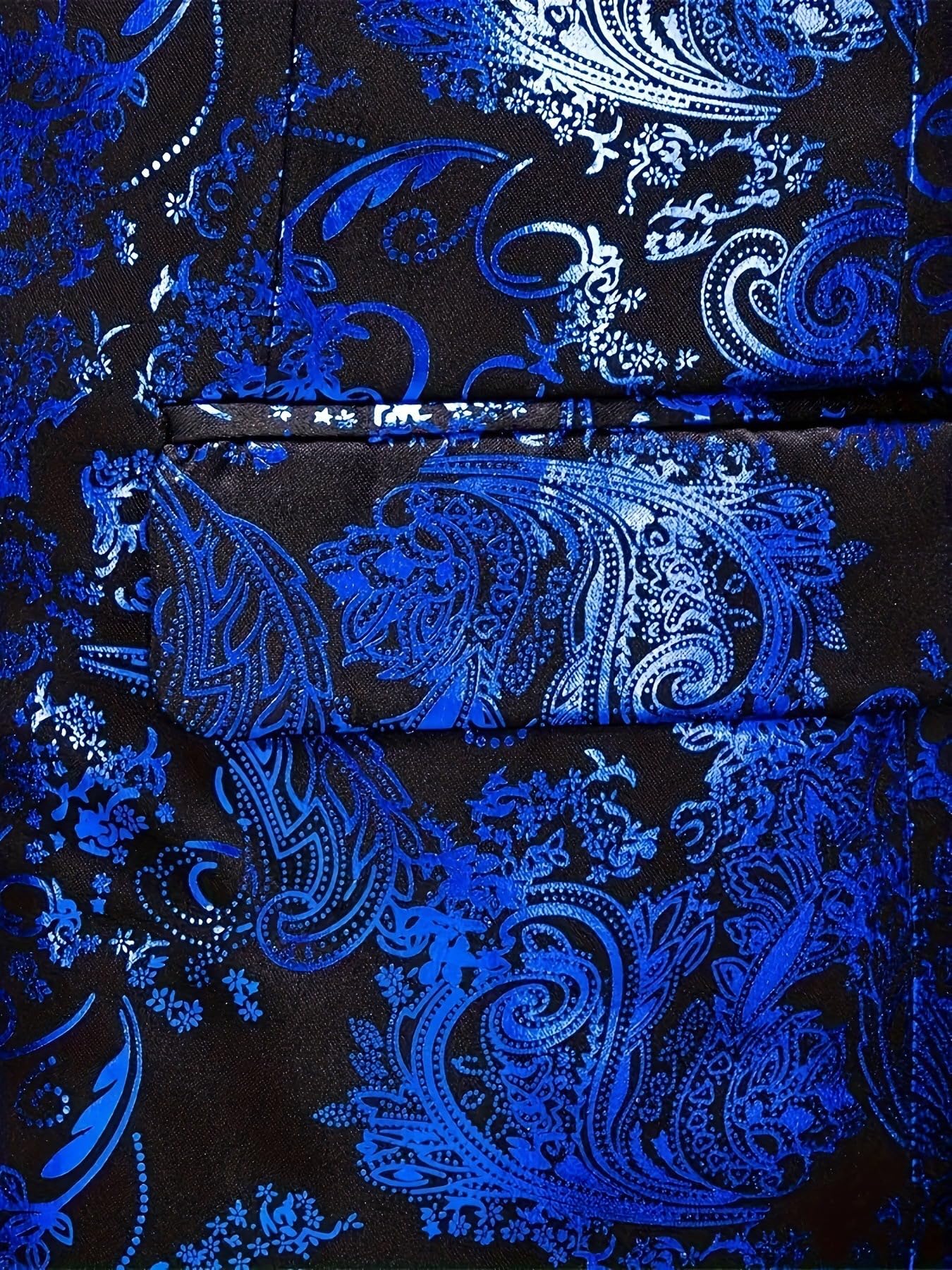 Giacca da Uomo in Smoking Paisley Jacquard Smoking Saloma Nera con Bavero A Punte di Raso Giacca Elegante Giacca da Taglio Sottile con Tasche per Il Carnevale Gala Evening Cocktail Party