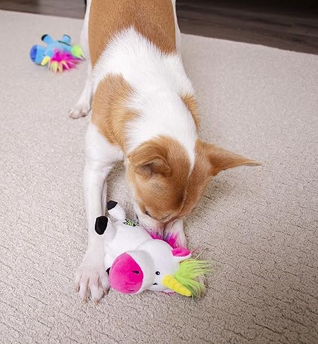 Vista 26 de goDog Fuzzy Wuzzy Lamb - Juguete chirriante de peluche para perro, tecnología Chew Guard, surtido, pequeño