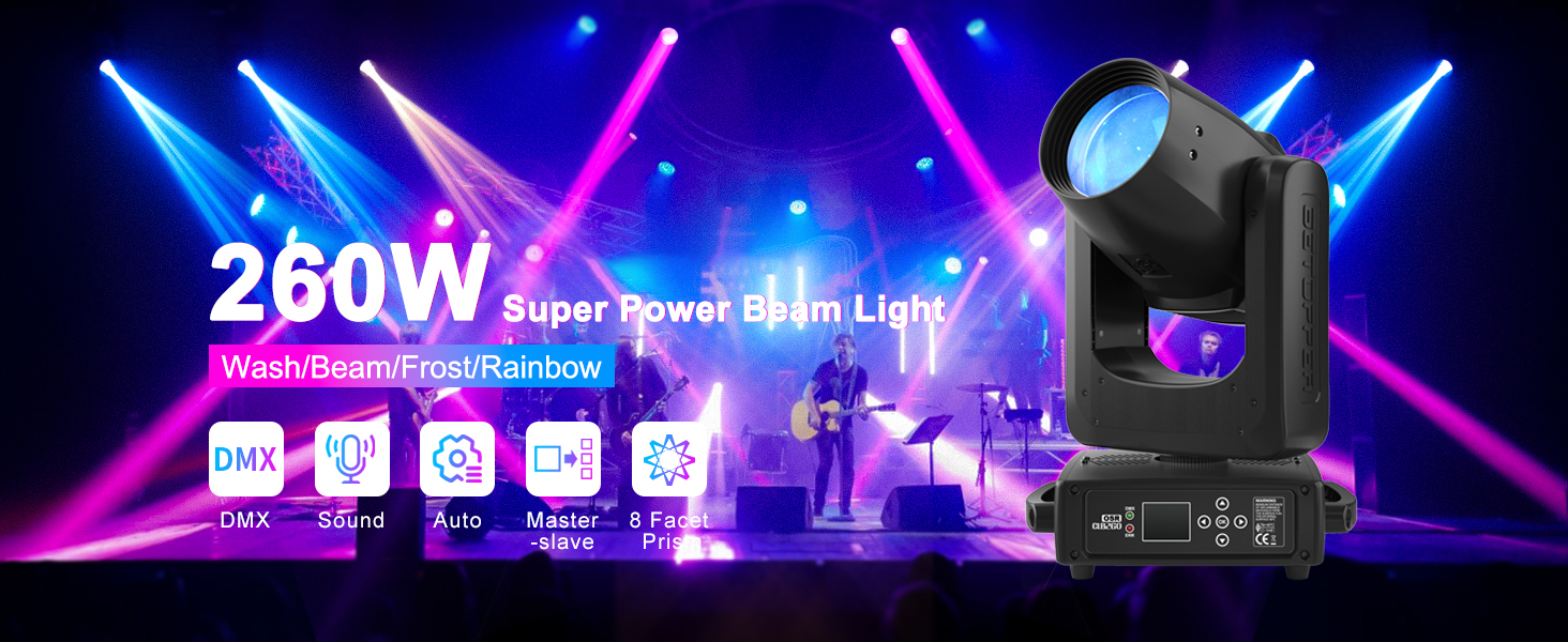 Amazon.com: Betopper 260W Moving Head DJ Lights 12-CH DMX 8-Facet