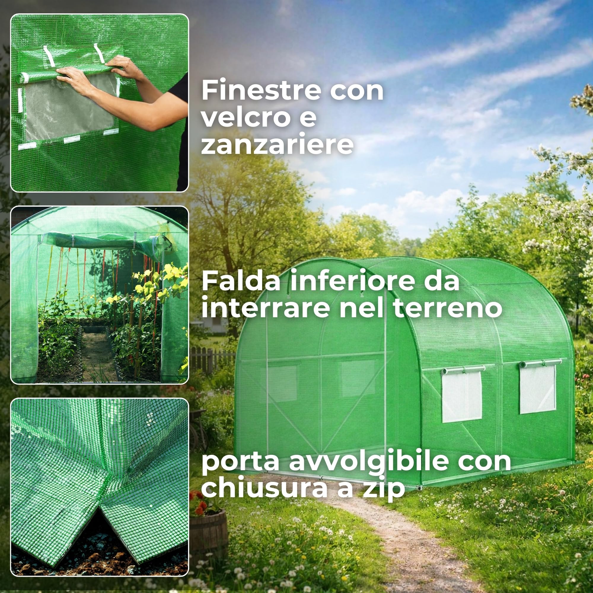 SPRINGOS serra con tetto ad arco 200 x 200 x 200 cm
