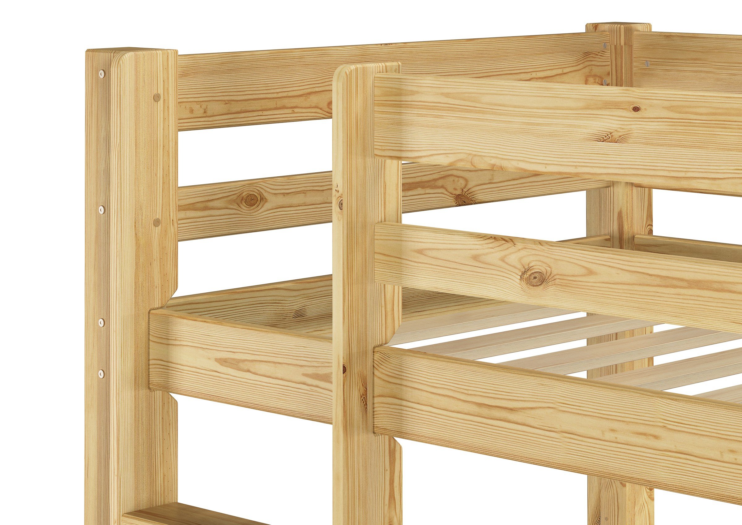 Erst-Holz®Kinderetagenbett 90 x 200 Kiefer in Natur 2 Rollroste