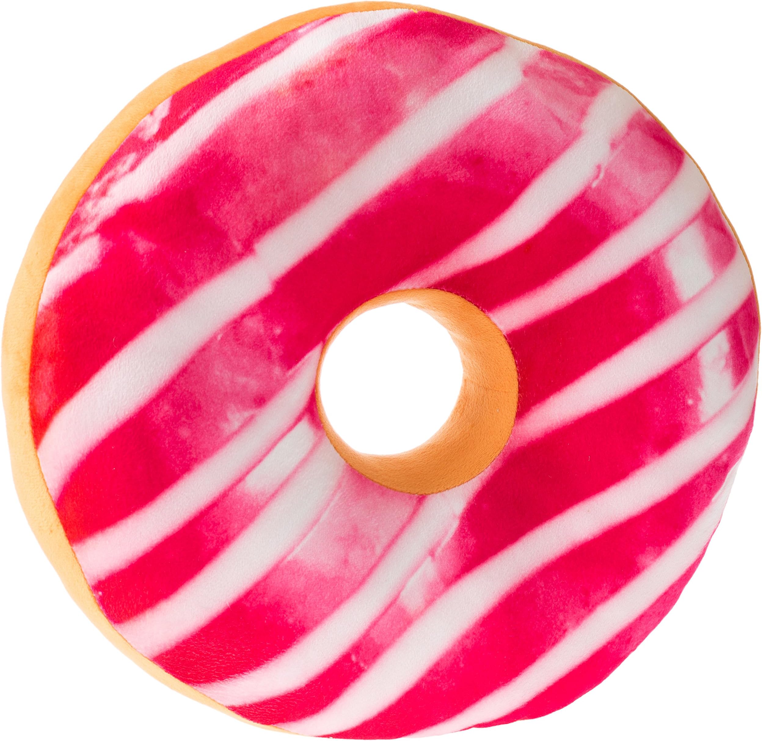 Donut Cushion - Size 35cm - Pink Stripe Doughnut Pillow - Replicushion Co.