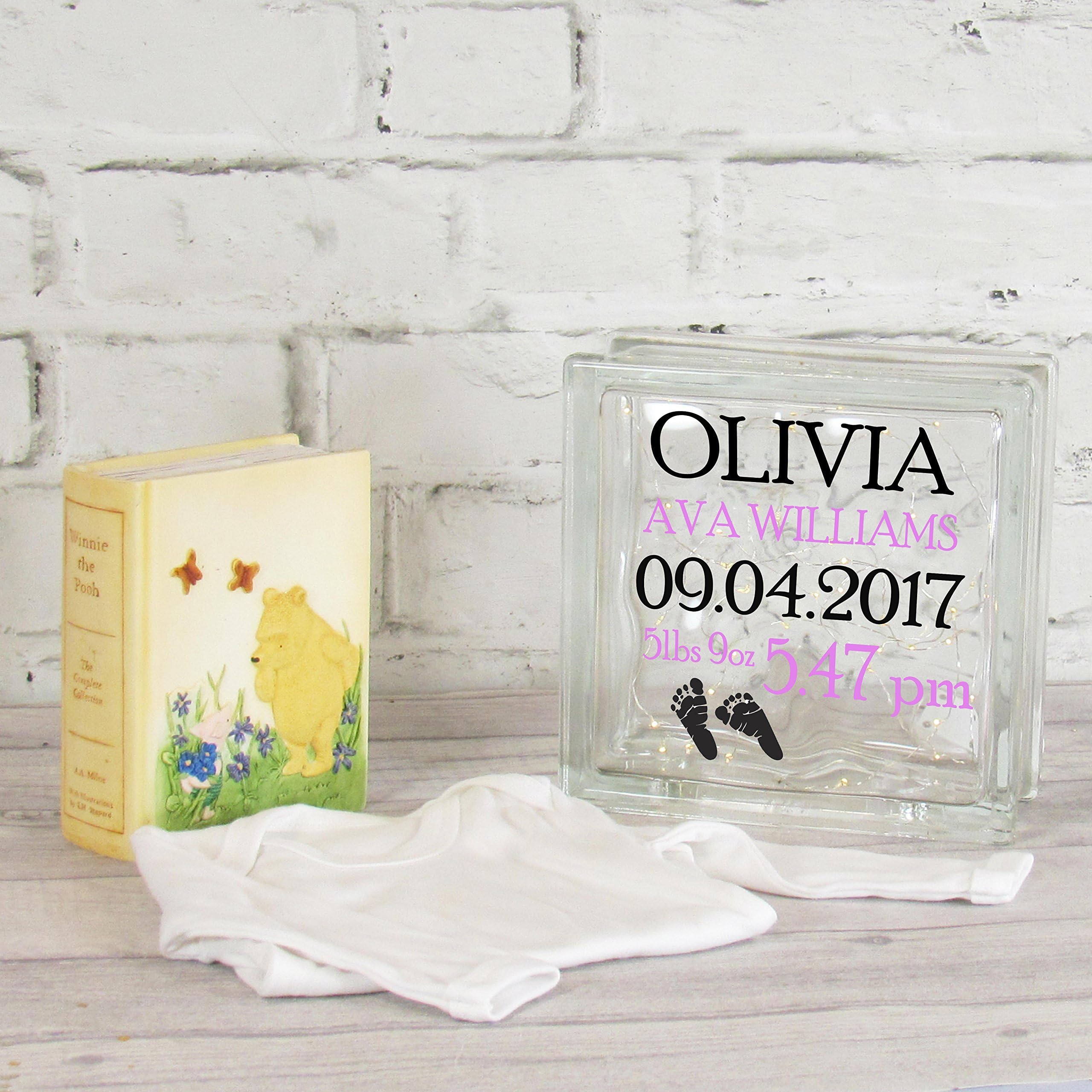 New Baby Nursery Glass Decoration, Baby Feet Glass Block, Fairy Light Nursery Decoration
