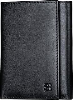 SERMAN BRANDS Trifold Wallet for Men - RFID Blocking Genuine Leather, 11 Card Slots & ID Window, Slim Everyday Carry, Durable Stitching, Gift for Him