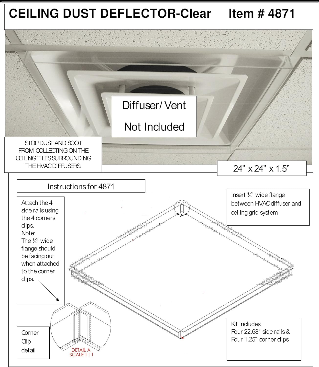 Clear Ceiling Dust Deflector #4871