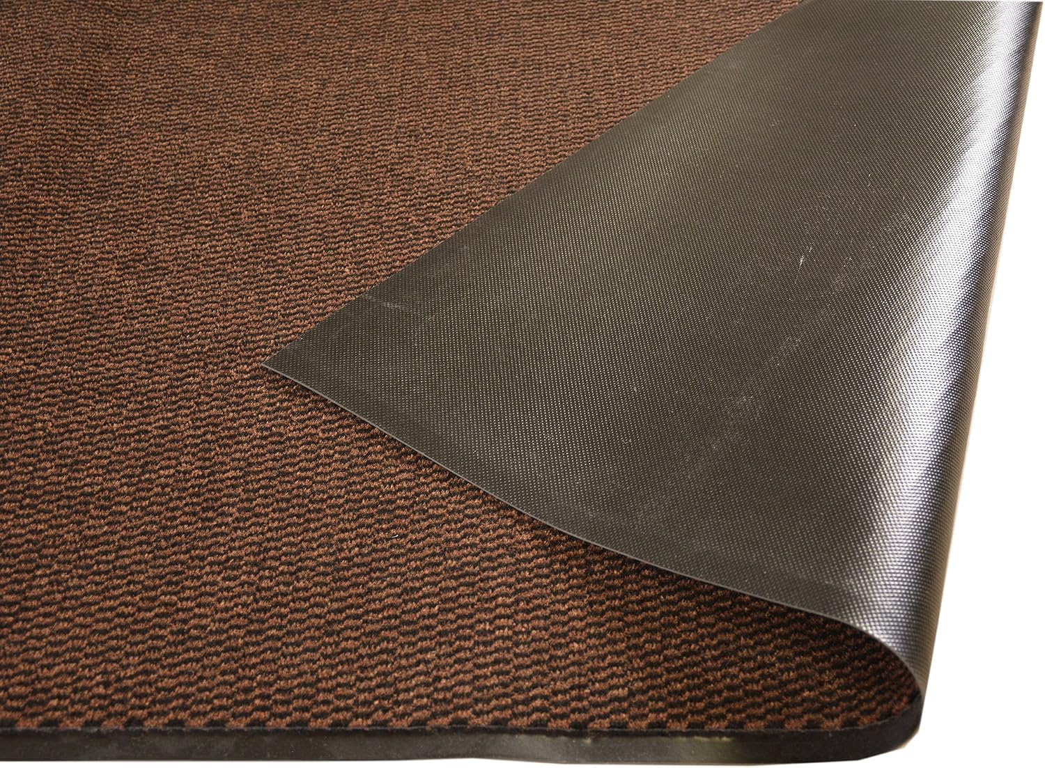 RugStylesOnline Entry Mat Doormat Entrance Mat and Hallway Runner Entry Collection Brown Black Color Slip Skid Resistant PVC Backing (Brown-Black, 3' x 12')