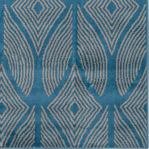 Miniatura 4 de Linon Home Decor Products Leona Barker - Alfombra de área azul y gris claro de 6 pies 5 pulgadas x 9 pies 3 pulgadas