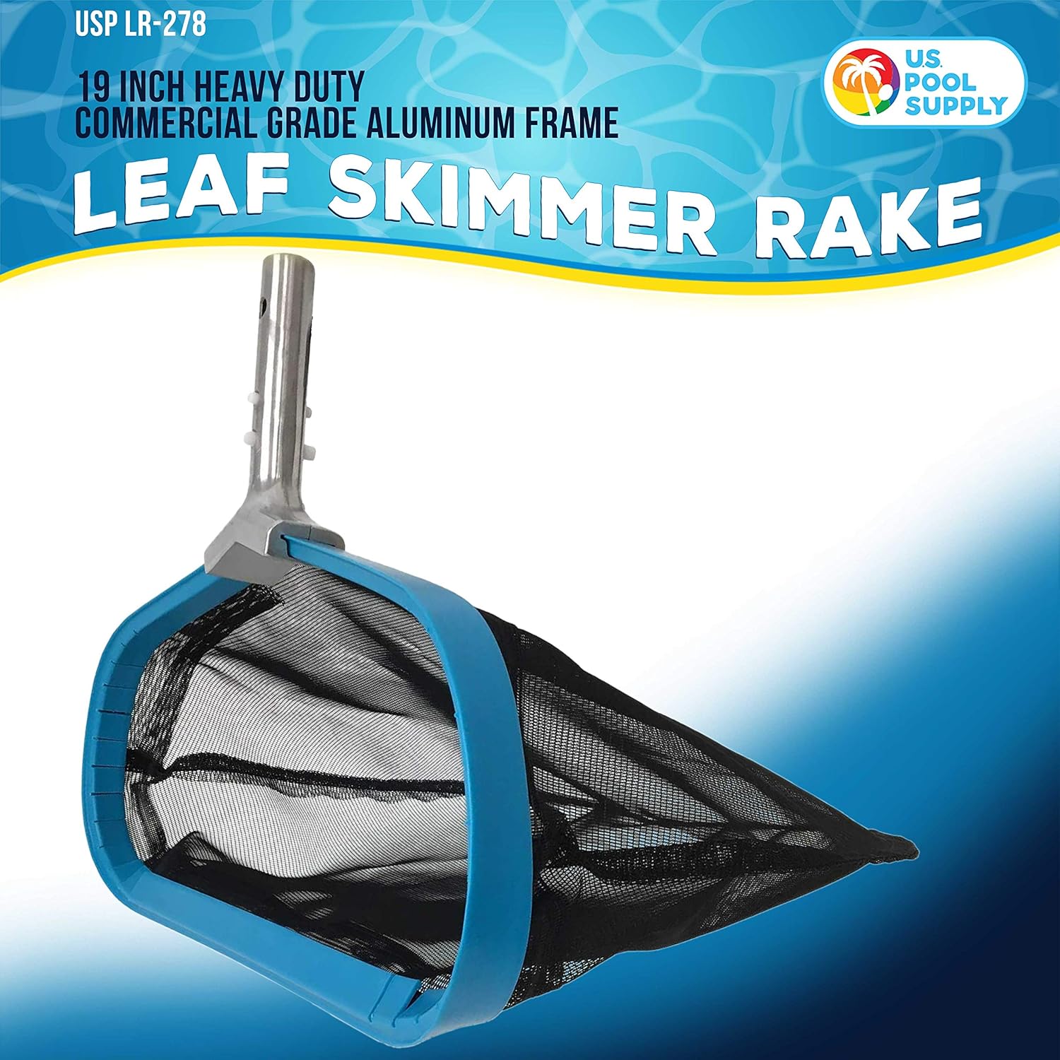 U.S. Pool Supply Professional Heavy Duty 19" Swimming Pool Leaf Skimmer Rake with Strong Reinforced Aluminum Frame Handle, Deep Net Bag - Commercial Grade - Fast Cleaning, Easy Debris Pickup & Removal : Patio, Lawn & Garden