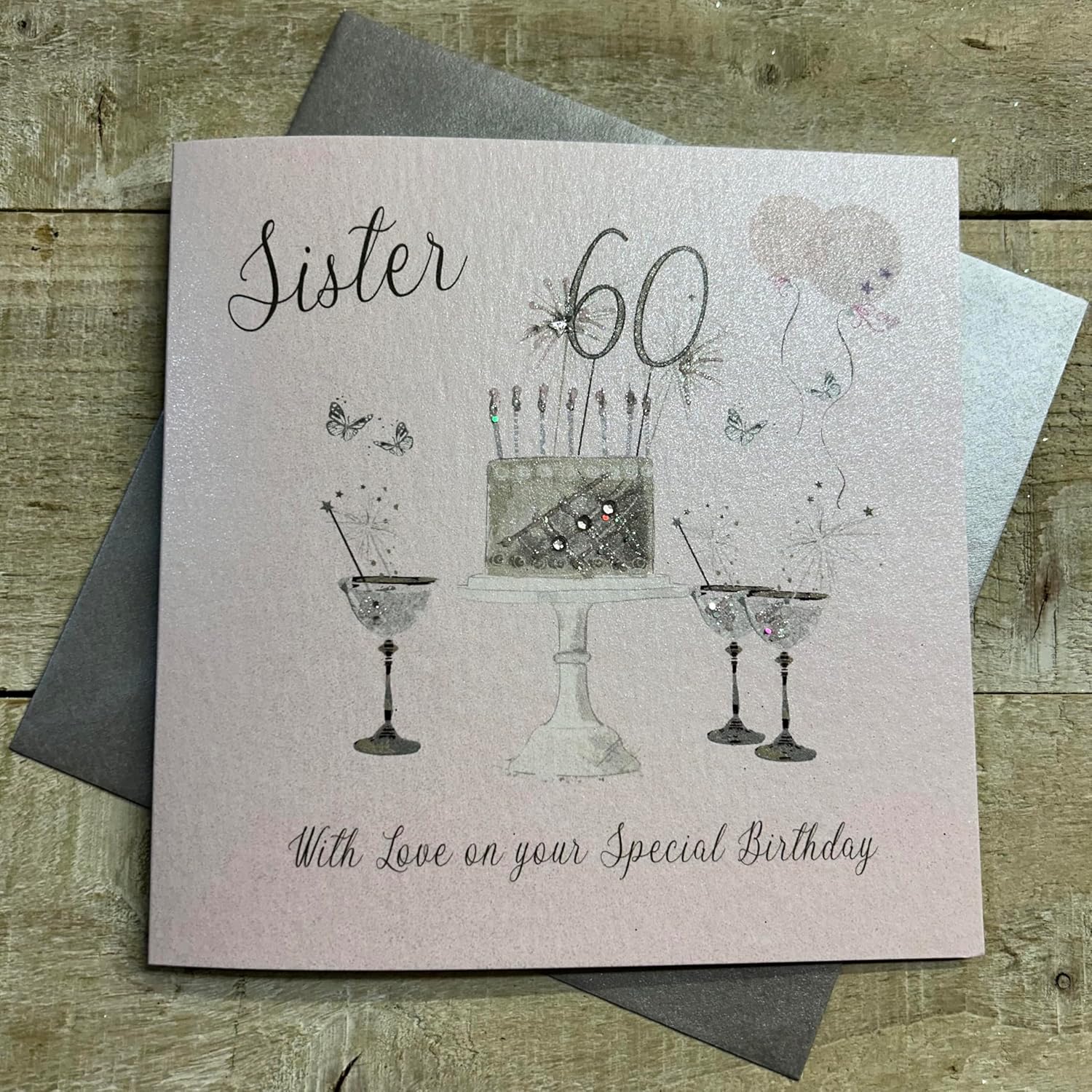 WHITE COTTON CARDS Biglietto d'auguri per 80 Anni, Fatto a Mano, con Fiore, Bianco, WBA80