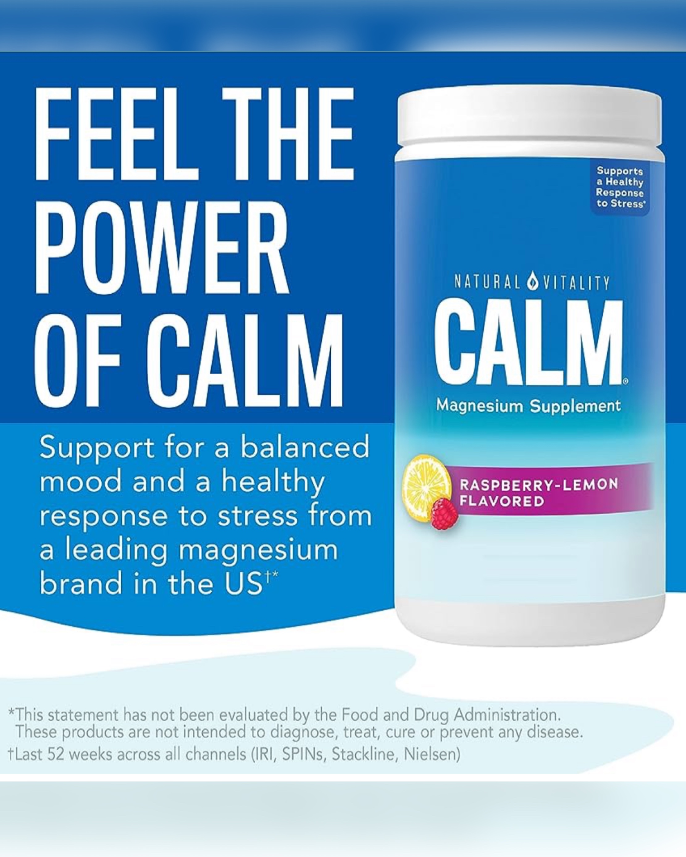 Natural Vitality Calm, Magnesium Supplement, Anti-Stress Drink Mix Powder, Gluten Free, Vegan, & Non-GMO, Original Unflavored, 16 oz