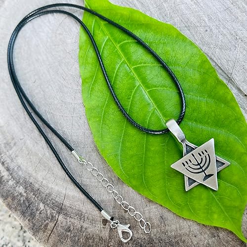 Miniatura 5 de Star of David Seal of Salomon Jewish Jews Menorah Hanukkah Lamp Judaism Jewelry Protection Amulet Silver Pewter Men Pendant Necklace Lucky Charm