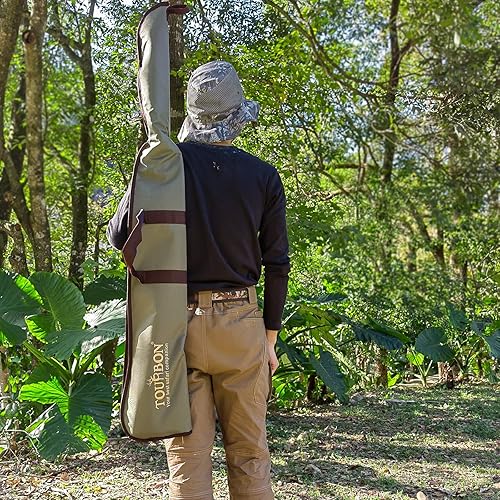 Miniatura 8 de TOURBON Funda verde suave para rifle, 50 pulgadas, nailon 600D, sin acolchado, correa ajustable y soporte para anillo, patrón de camuflaje