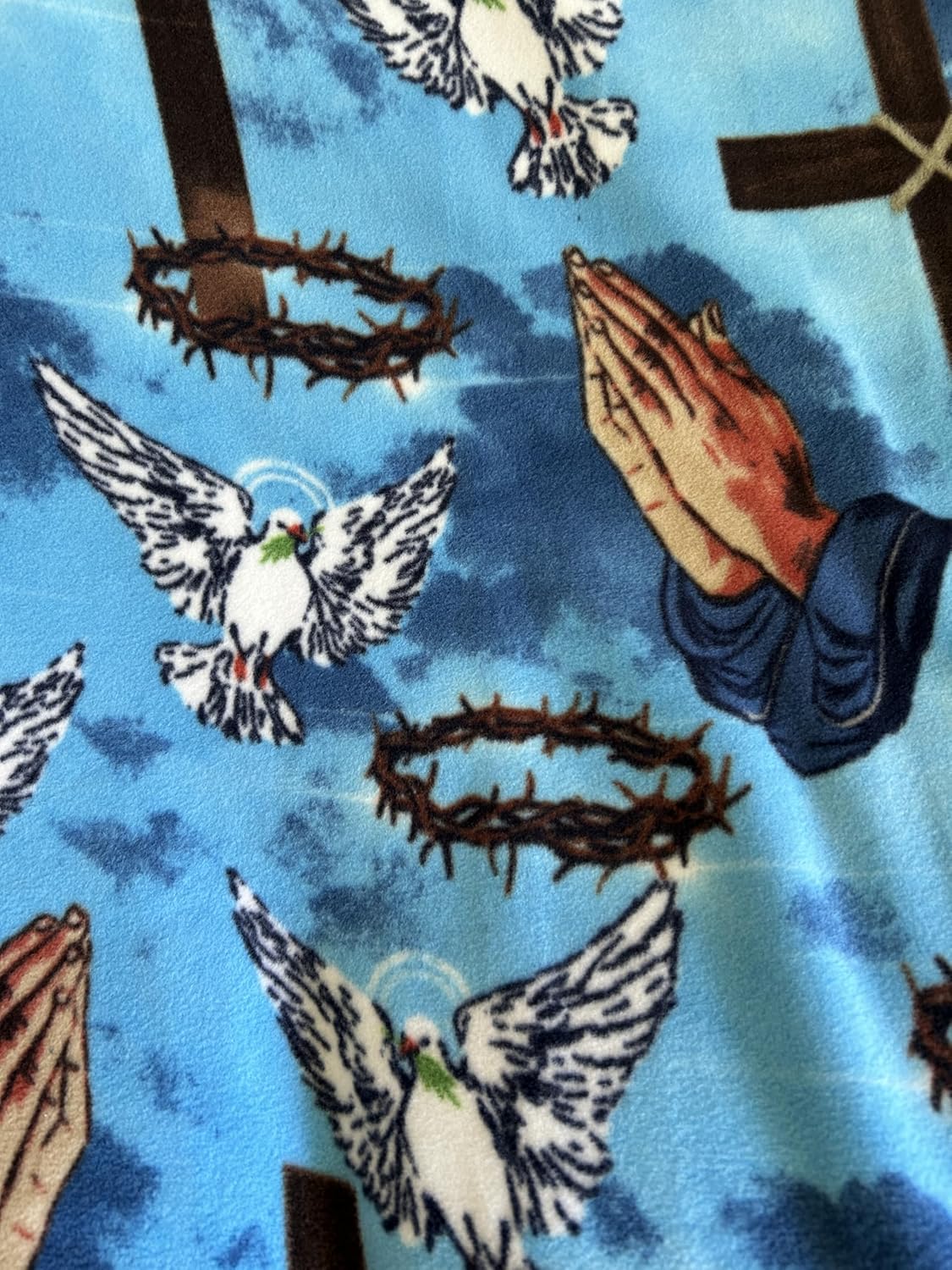 YourFleece No-Sew Throw Fleece Fabric DIY Blanket Making Kit, Make Your Own, Anti-Pill, Holy Prayers for Peace, 72x60 inches