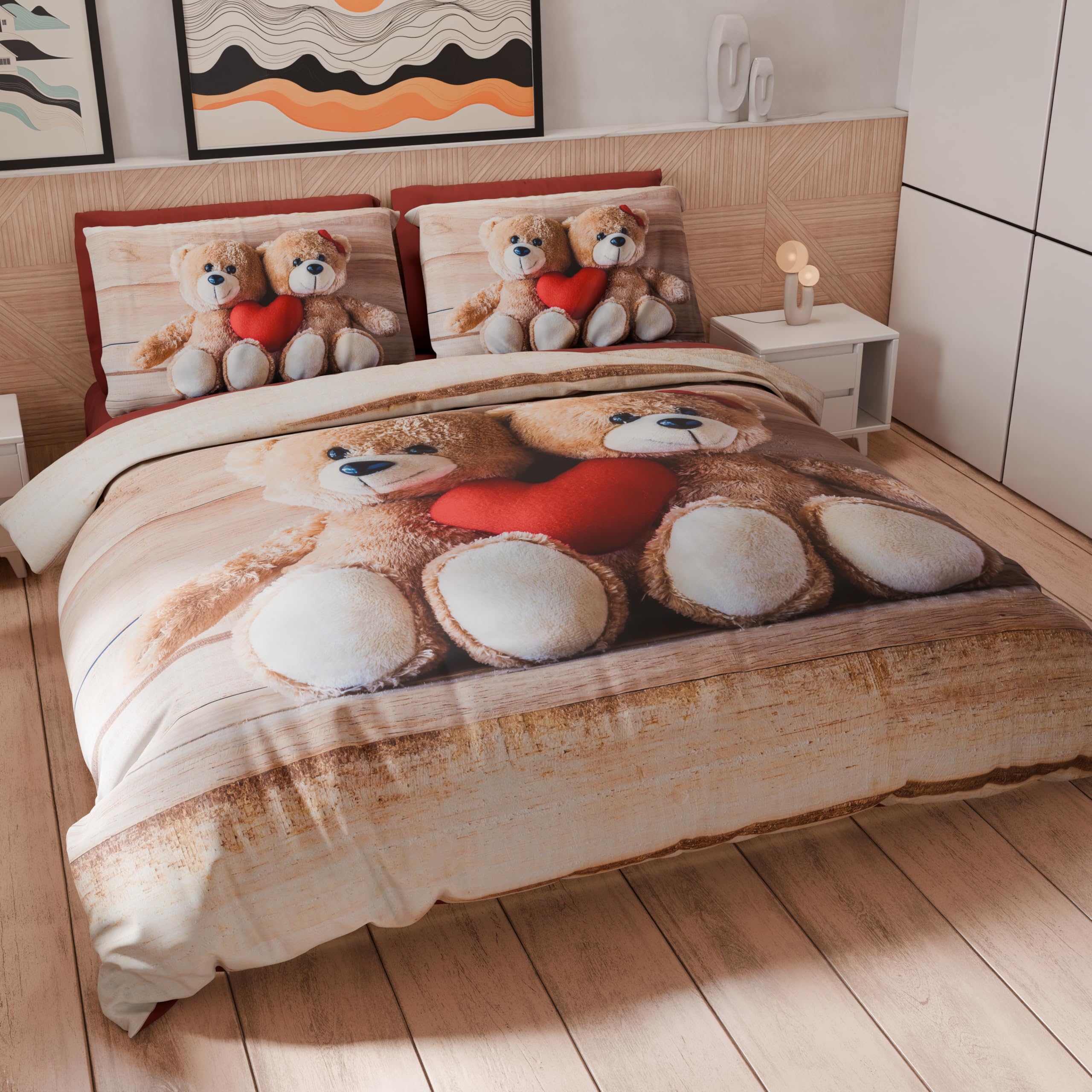 PETTI Artigiani Italiani - Set Copripiumino Matrimoniale 250x200 cm (2 Federe 50x80 cm Incluse), Parure Copripiumino Morbida Microfibra con Stampa Digitale - Made in Italy - Dolcezza
