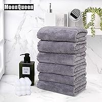 Vista 4 de MOONQUEEN paquete de 6 toallas de mano de alta calidad, de secado rápido, toallas de microfibra de terciopelo coral muy absorbentes, para hotel
