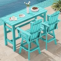 Vista 16 de SERWALL Silla de bar Adirondack giratoria de HDPE, silla Adirondack giratoria para balcón, taburetes de bar de altura de barra al aire libre