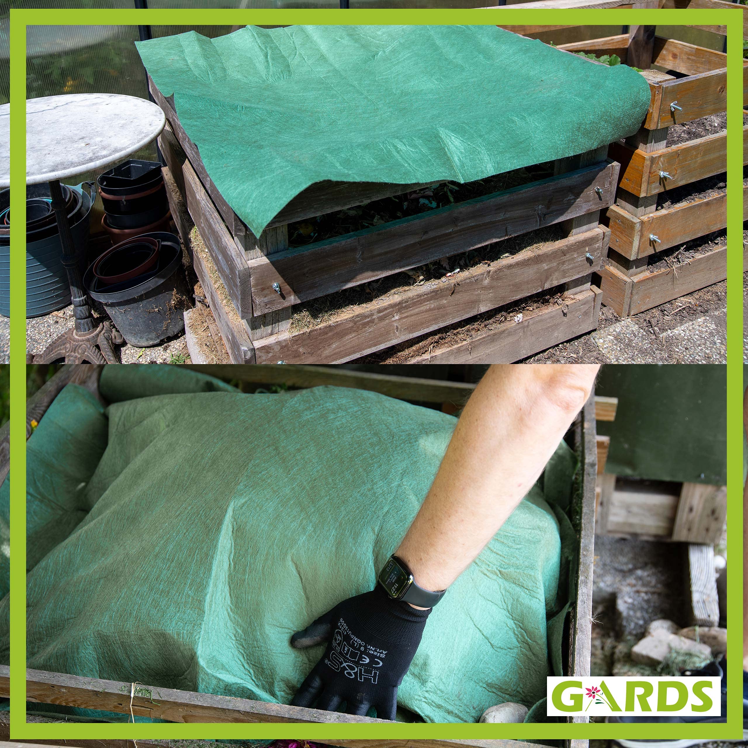 Gards NEU Kompostvlies - Kompostschutzvlies - Kompostflies, Abdeckung, reißfest - geruchsmindernd - dampfdurchlässig - UV stabilisiert - GRÜN, 2.5x2m, 200g/m2