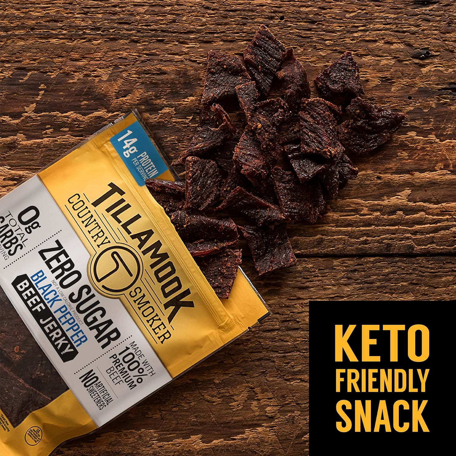 Tillook Country Smoker Zero Sr Keto Friendly Beef Jerky, Bla Pepper