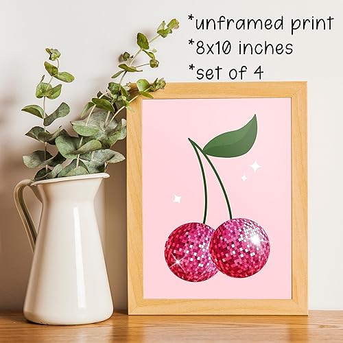 Miniatura 4 de KEUSPI Juego de 4 pósteres para pared con diseño de botas de vaquera Y2K Let's Go para niñas, bola de discoteca alegre, buenos tiempos, para