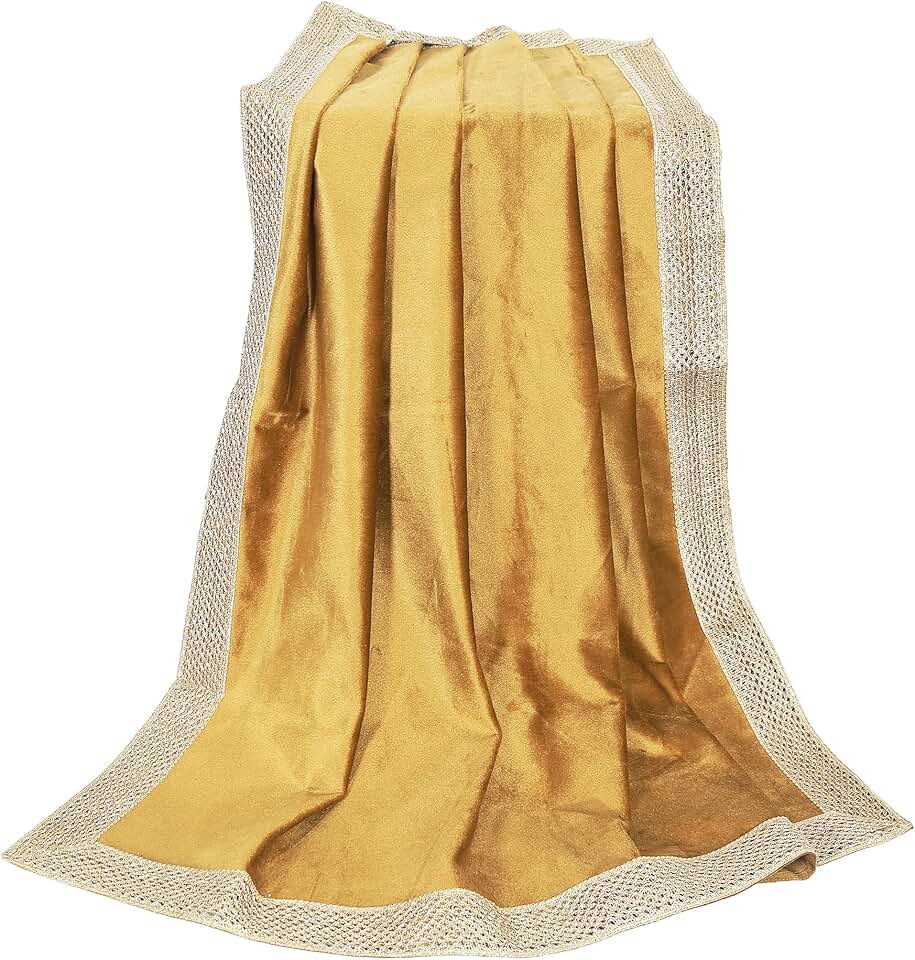 Indian Consigners Big Velvet Cloth for Multipurpose Use Altar Tarot Spread Tablecloth (Gold)