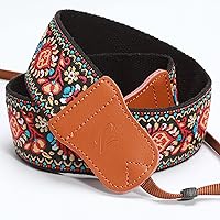 Vista 7 de Padwa Lifestyle Plaid Camera Strap - 2" Wide Double Layer Cowhide Head,Cotton Camera Shoulder Straps