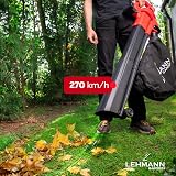 LEHMANN 3 en 1 Souffleur de Feuilles Électrique, Aspirateur à Feuilles avec Broyeur, 3500W, Fonction Aspirateur Souffleur Broyeur en Un, Vitesse 270km/h,15000 TR/Min, Sac 40L, Sangles & Roues - 4