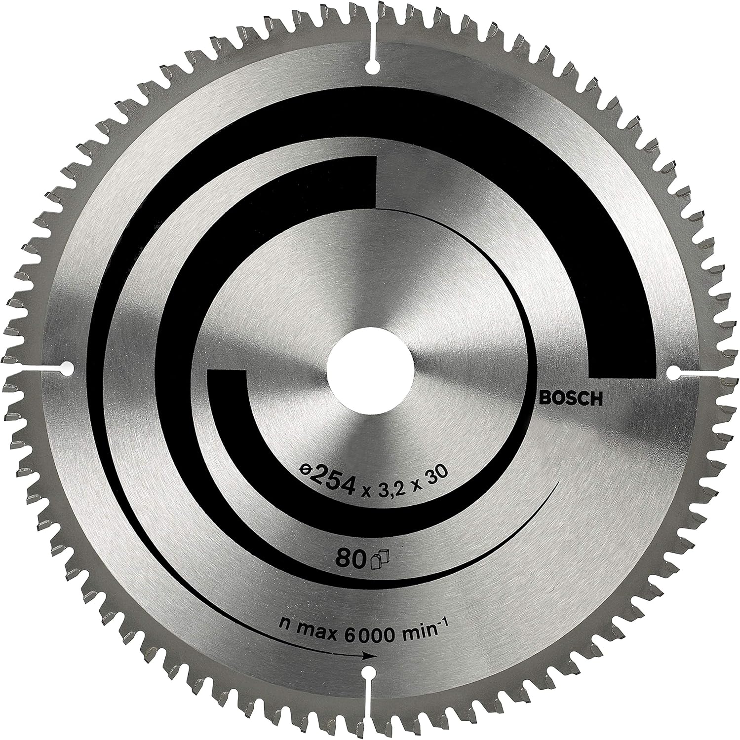 Bosch 2608640450 Multi Material Circular Saw Blade, 254mm x 3.2mm x 30mm, 80 Teeth, Silver