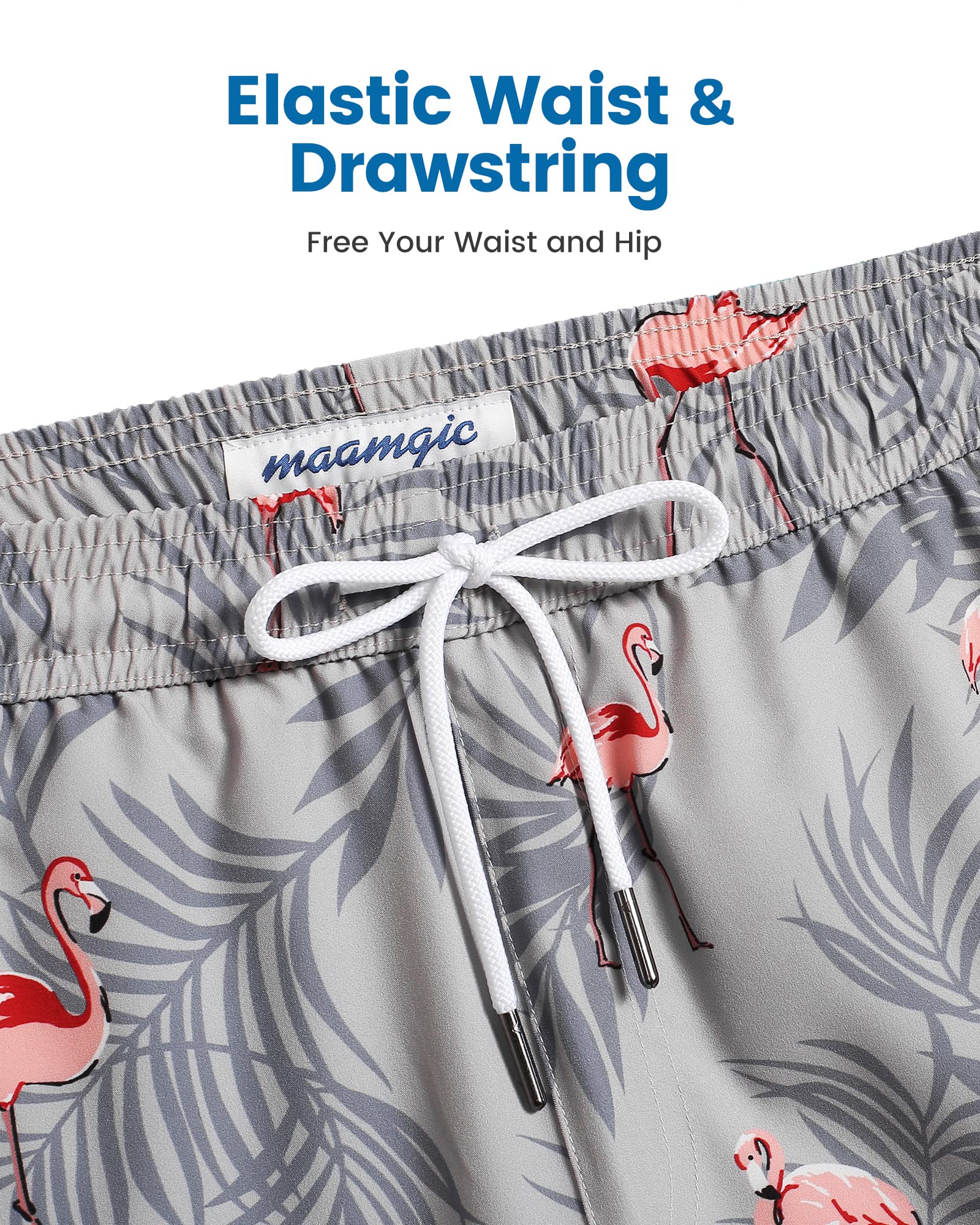 Maamgic Uomo Costume da Bagno Corto 2-in-1 Compressione Pantaloncini da Surf 7 Pollici Interni Asciugatura Rapida Shorts con Tasche