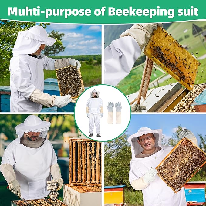 Traje de apicultor con guantes y velo para hombres y mujeres miniatura 6