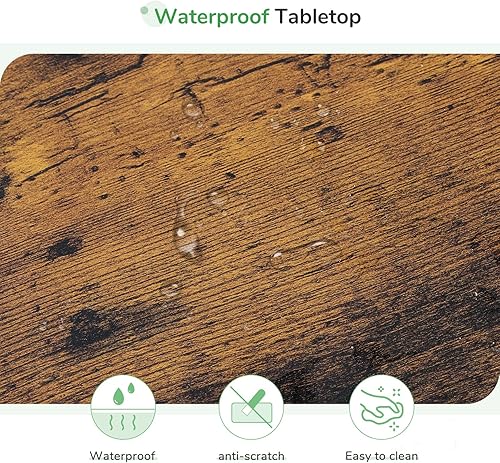 Miniatura 6 de Novilla Mesas de centro para sala de estar, moderna mesa central de madera de granja con estante de almacenamiento, marco de metal, diseño de patas