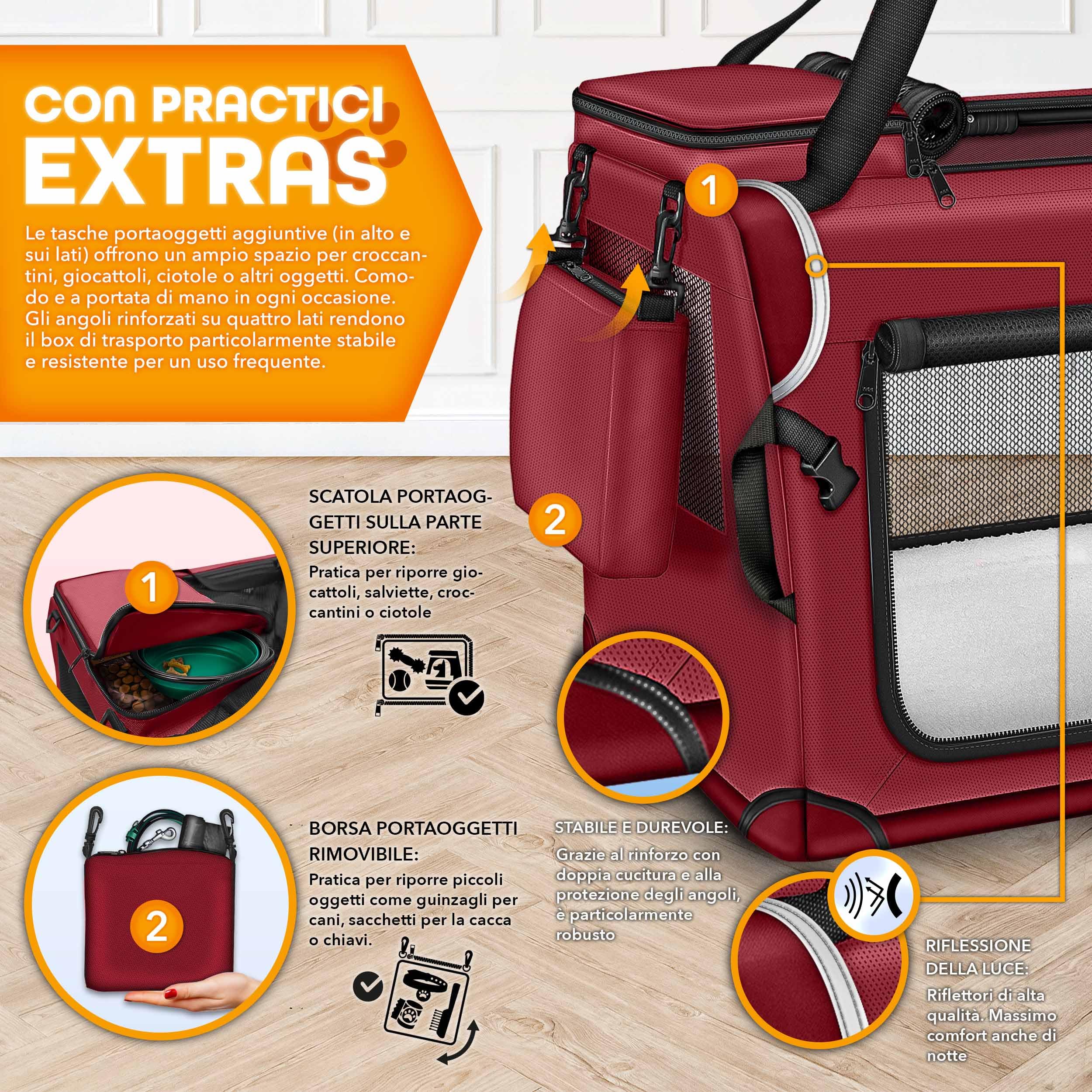 TRESKO® - Box per cani pieghevole, con tappetino per perdite e spatola, trasportino robusto per cani e gatti di taglia piccola e grande, S (50 x 34 x 34 cm), color antracite