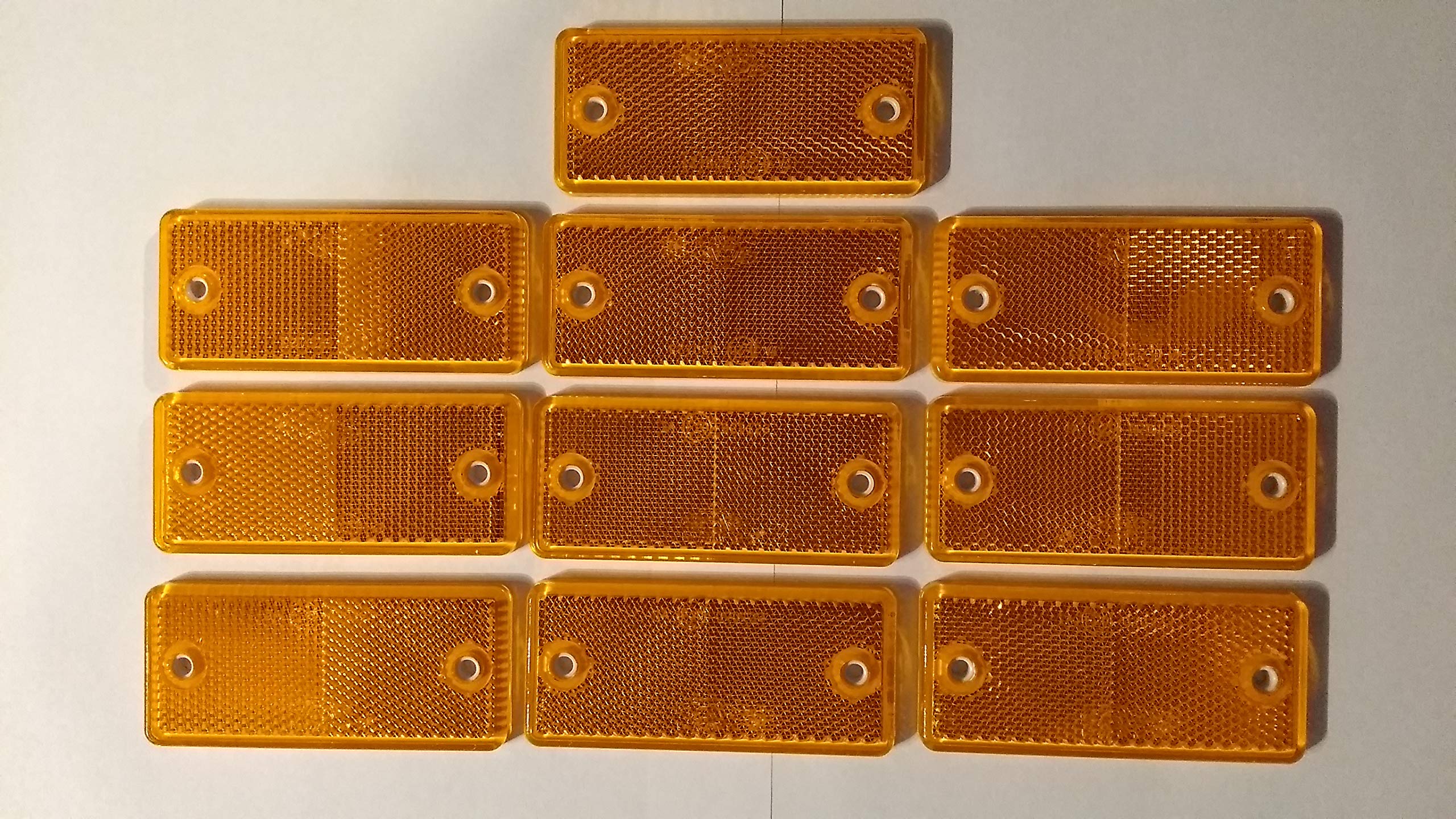 Konrado-Garden 10 Pack Amber (Yellow) Rectangular Side Reflector for Trailers Fence Gate Posts (Amber (Yellow))