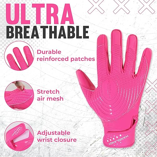 Vista 53 de HANDLANDY Guantes de fútbol juvenil, guantes de receptor adhesivo para niños, guantes de fútbol súper agarre, el mejor regalo para niños y niñas