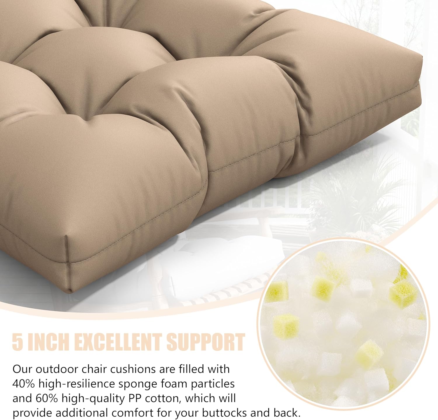 2sets Rocking Chair Cushion Set,Outdoor Patio Chair Cushions,Waterproof and Fade-Resistant Replacement Tufted Pads with Ties for Indoor Outdoor Rocker/Patio/Swing Chair,42 x 21 x 5 Inches