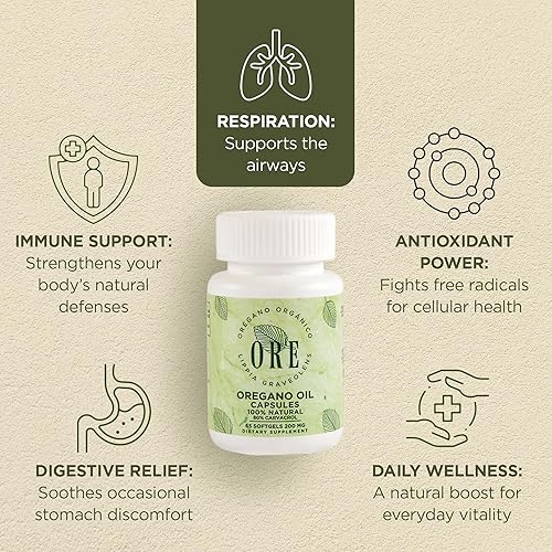 Miniatura 2 de ORE Cápsulas blandas de aceite de orégano 80% Carvacrol  Orégano mexicano silvestre  Apoyo inmunitario y respiratorio a base de hierbas  Suplemento
