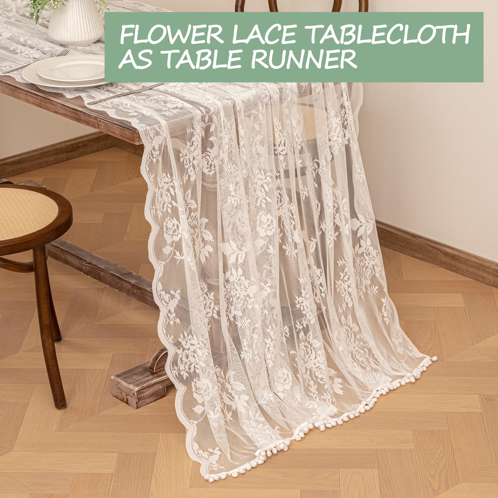Jayla Mantel de encaje blanco para mesas rectangulares, manteles de boda de estilo vintage para recepción, baby shower, fiesta de cumpleaños, cena formal, cenas, 54 x 82 pulgadas