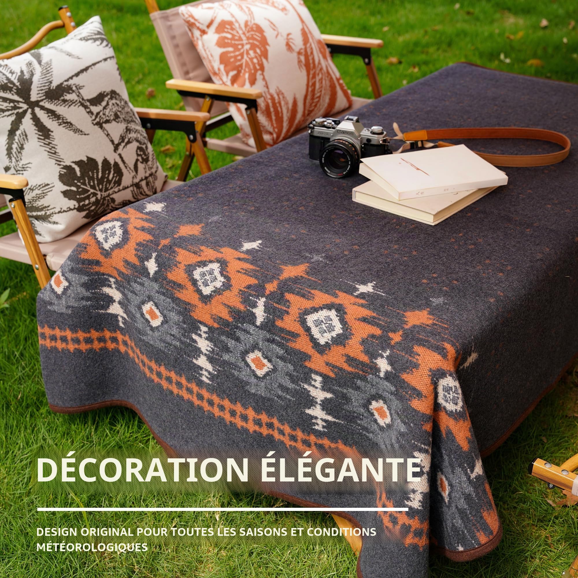ACUSHLA Myers Couverture de Camping en Laine mérinos Chaude, épaisse et Lavable, 221 x 160 cm, idéale pour Le Camping en Plein air et Toutes Saisons, Convient pour Myers Gris