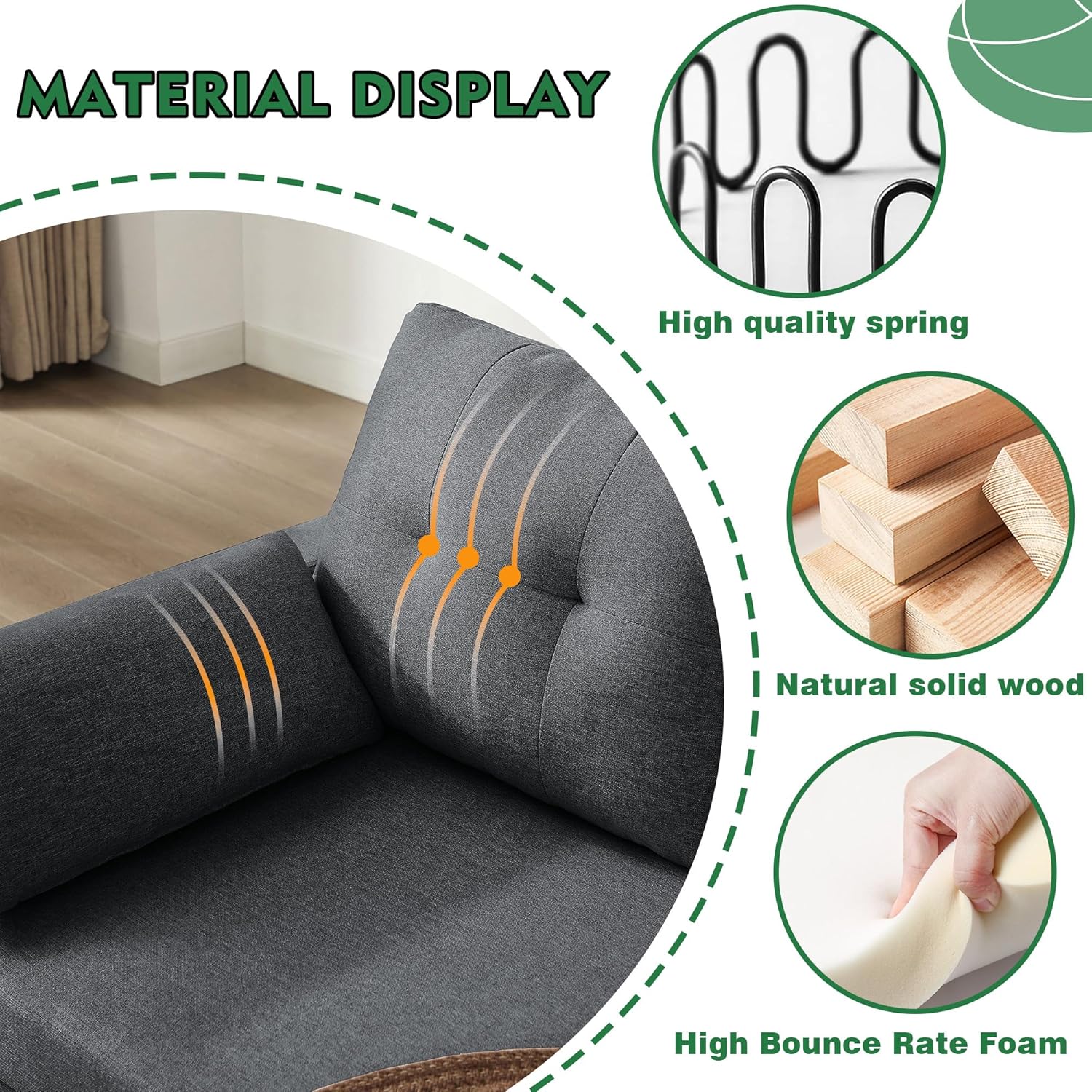 101" Modern Sectional Sleeper Sofa Bed, U Shaped Couch with Storage Ottoman and Side Pockets, 4 Seater Sofa for Living Room Apartment, Dark Grey