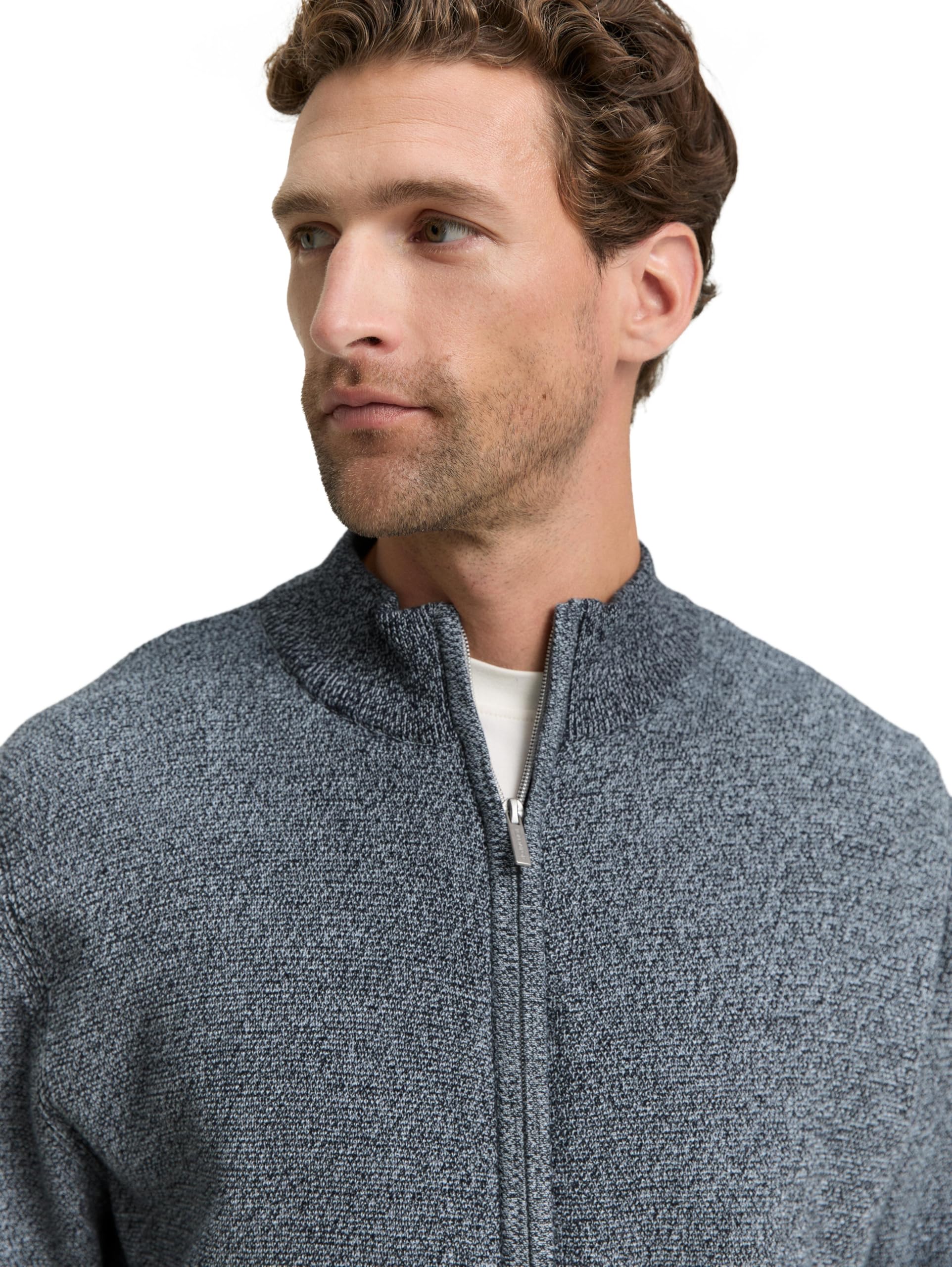 TOM TAILOR Herren 1047998 Strickjacke mit Stehkragen