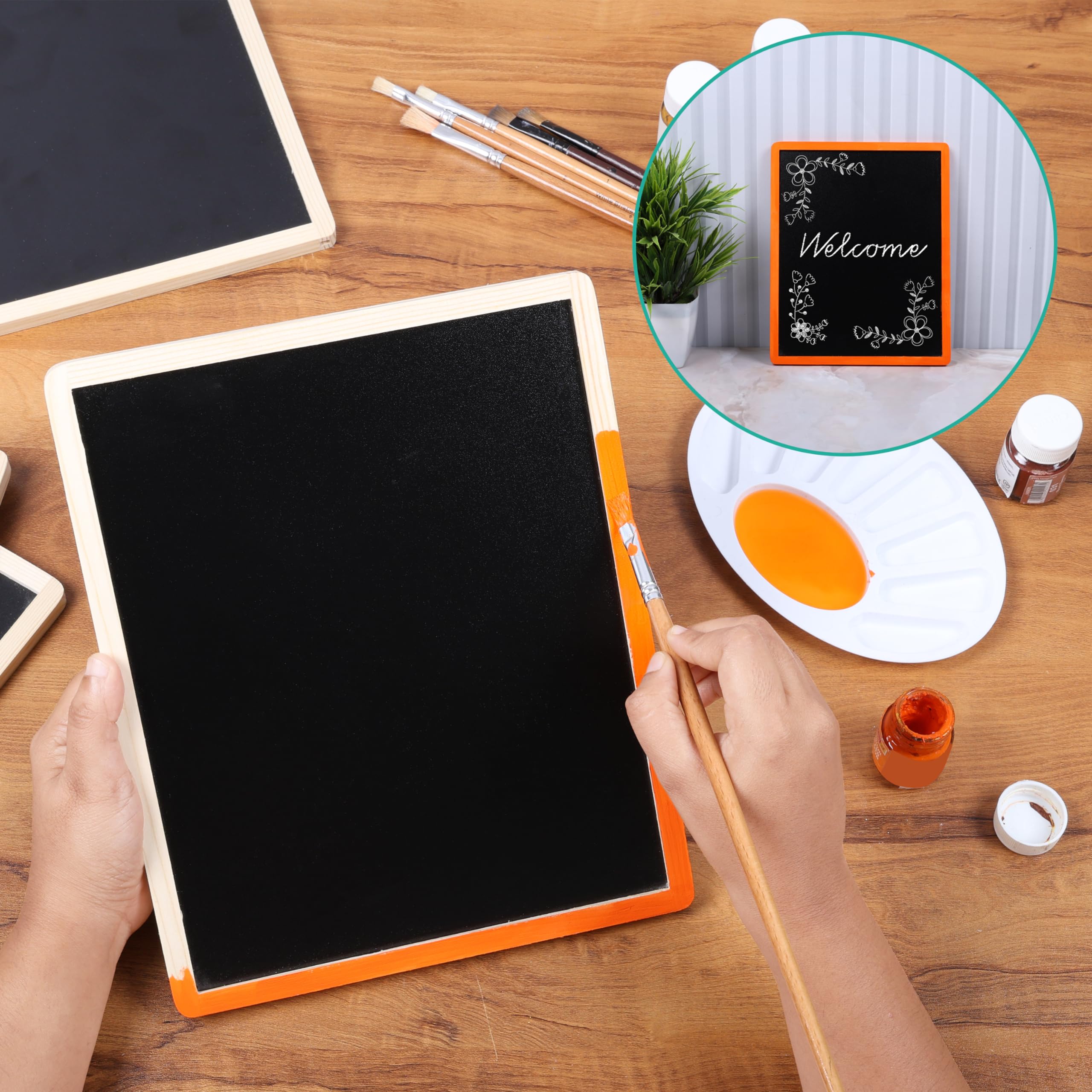 Set 6 Lavagnette Con Gessetti Kurtzy - Double Face Con Cornice Legno Per Bambini E Cucina | Cancellabile - Foto 4