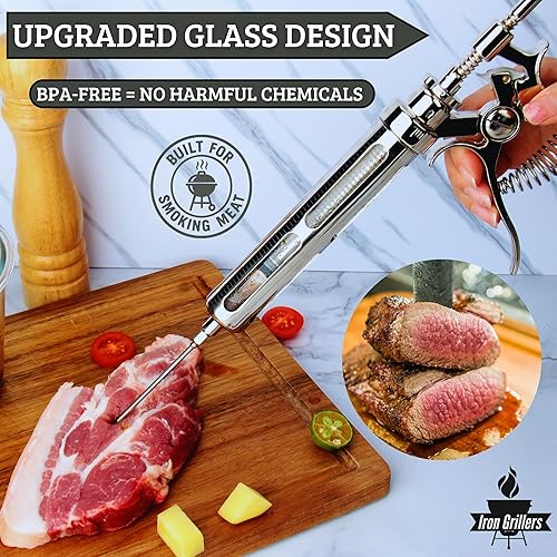 Miniatura 2 de Kit profesional de pistola de adobo de inyector de carne para ahumar y asar pechuga tierna, pavo, barbacoa, gran capacidad de 2 onzas con funda